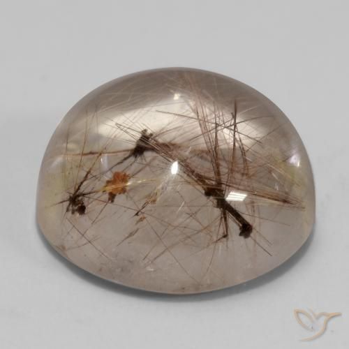 Quartzo Rutilo claro com marrom Natural 5.45ct, Redondo, Transparente