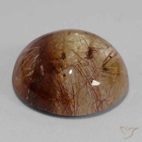 Quartzo Rutilo claro com marrom Natural 7.37ct, Redondo, Transparente