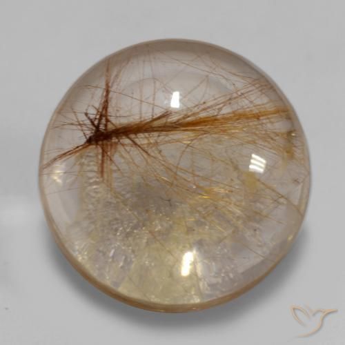 Quartzo Rutilo Castanho Tawny Muito Claro Natural 6.49ct, Redondo, Transparente