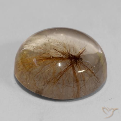 Quartzo Rutilo Castanho Tawny Muito Claro Natural 6.49ct, Redondo, Transparente