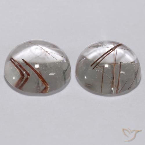 Pedras preciosas de Quartzo Rutilo Limpar com Cobre natural de 5.74 ct, Redondo, Transparente