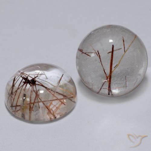 Pedras preciosas de Quartzo Rutilo Limpar com Cobre natural de 5.29 ct, Redondo, Transparente