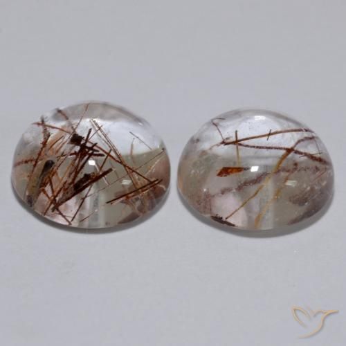 Pedras preciosas de Quartzo Rutilo Limpar com Cobre natural de 5.29 ct, Redondo, Transparente