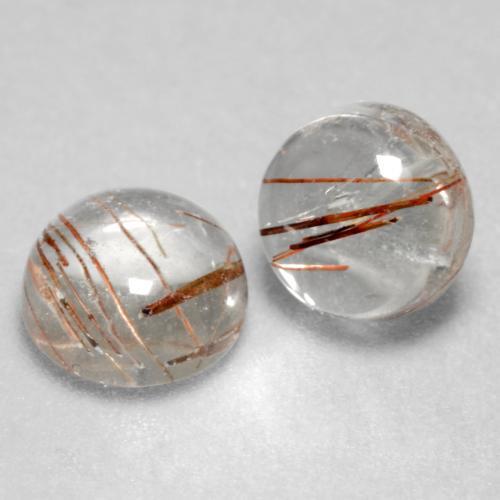 Pedras preciosas de quartzo rutilado branco natural de 3,11 ct, corte redondo, transparente