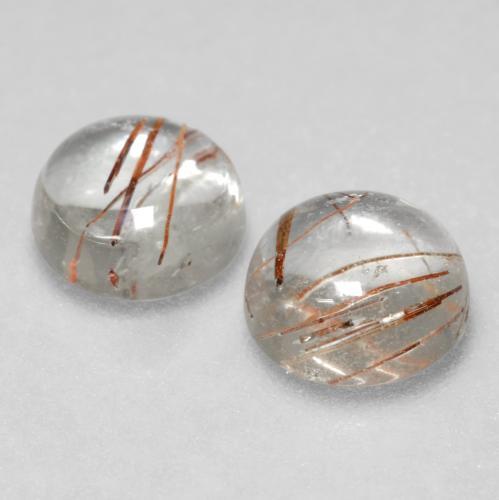 Pedras preciosas de quartzo rutilado branco natural de 3,11 ct, corte redondo, transparente