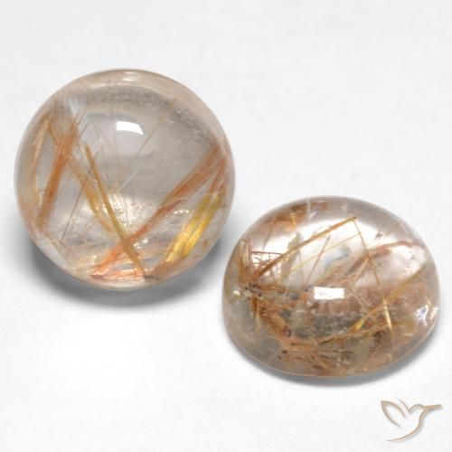 Pedras preciosas de Quartzo Rutilo Castanho muito claro natural de 2.96 ct, Redondo, Transparente