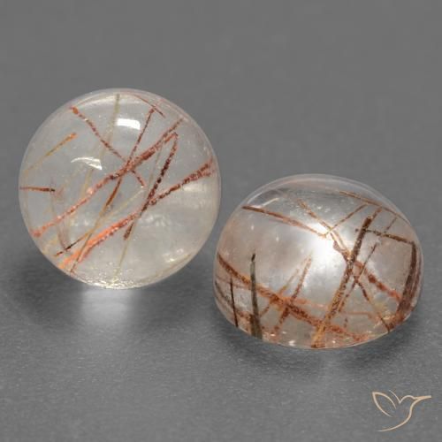 Pedras preciosas de Quartzo Rutilo Limpar com Cobre natural de 3.64 ct, Redondo, Transparente