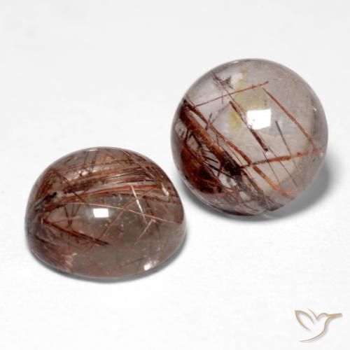 Pedras preciosas de Quartzo Rutilo claro com marrom natural de 3.33 ct, Redondo, Transparente