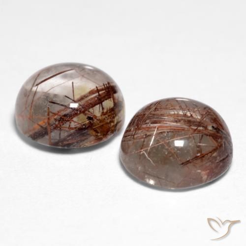 Pedras preciosas de Quartzo Rutilo claro com marrom natural de 3.33 ct, Redondo, Transparente