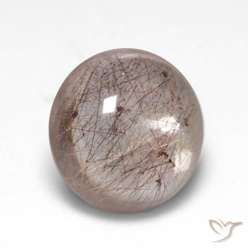 Quartzo Rutilo Nogueira Castanho Claro Natural 4.98ct, Redondo, Transparente