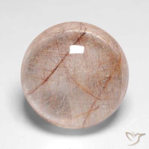 Quartzo Rutilo Castanho muito claro Natural 9.53ct, Redondo, Transparente