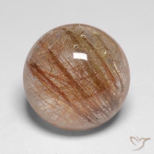 Quartzo Rutilo Castanho Tawny Muito Claro Natural 7.18ct, Redondo, Translúcido