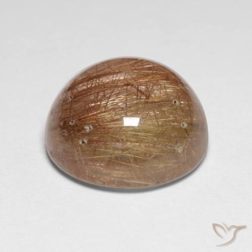 Quartzo Rutilo Castanho Tawny Muito Claro Natural 7.18ct, Redondo, Translúcido