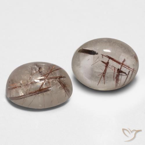 Pedras preciosas de Quartzo Rutilo claro com marrom natural de 4.43 ct, oval, Transparente
