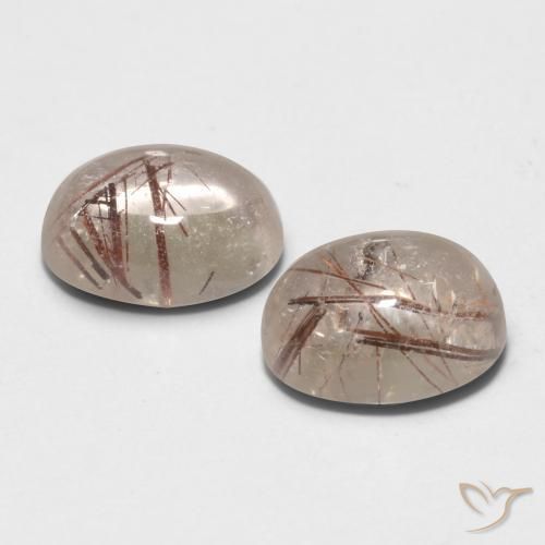Pedras preciosas de Quartzo Rutilo claro com marrom natural de 4.43 ct, oval, Transparente