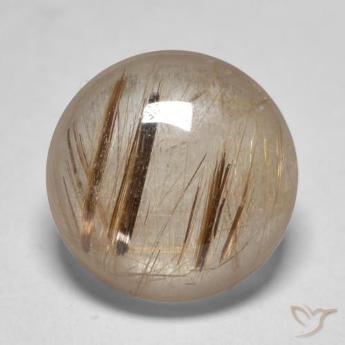 Quartzo Rutilo claro com marrom Natural 4.79ct, Redondo, Translúcido