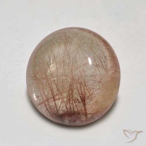 Quartzo Rutilo claro com marrom Natural 4.40ct, Redondo, Transparente