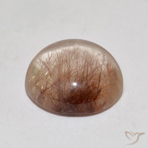 Quartzo Rutilo claro com marrom Natural 4.40ct, Redondo, Transparente
