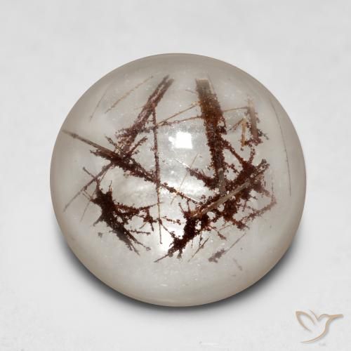 Quartzo Rutilo claro com marrom Natural 5.59ct, Redondo, Transparente