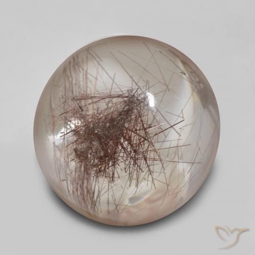 Quartzo rutilado marrom natural 14,72ct, corte redondo, transparente