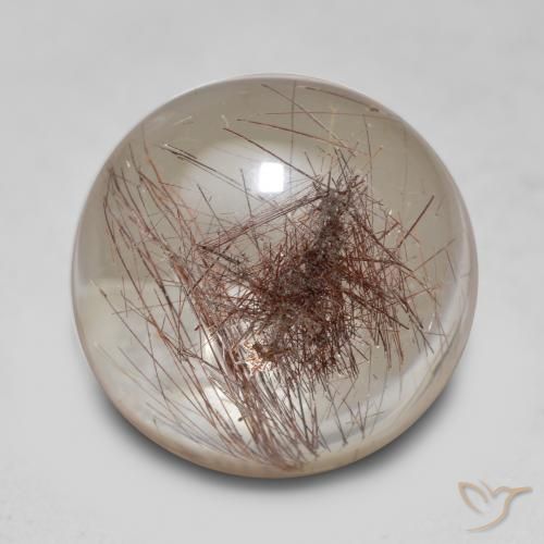 Quartzo rutilado marrom natural 14,72ct, corte redondo, transparente