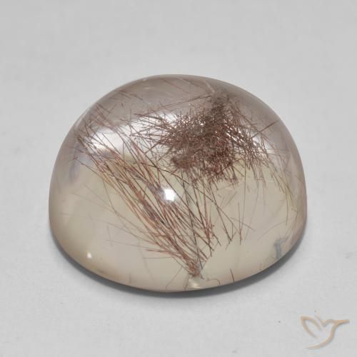 Quartzo rutilado marrom natural 14,72ct, corte redondo, transparente