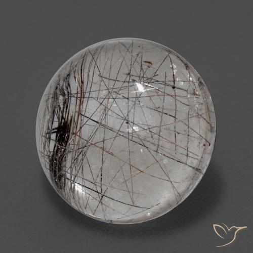 Quartzo rutilado branco natural 5,68ct, corte redondo, transparente