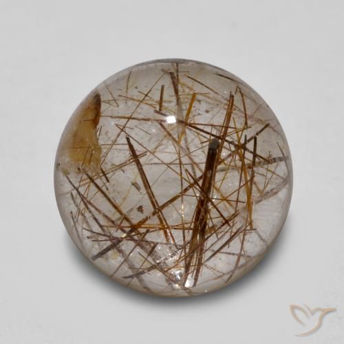 Quartzo Rutilo claro com marrom Natural 4.50ct, Redondo, Transparente