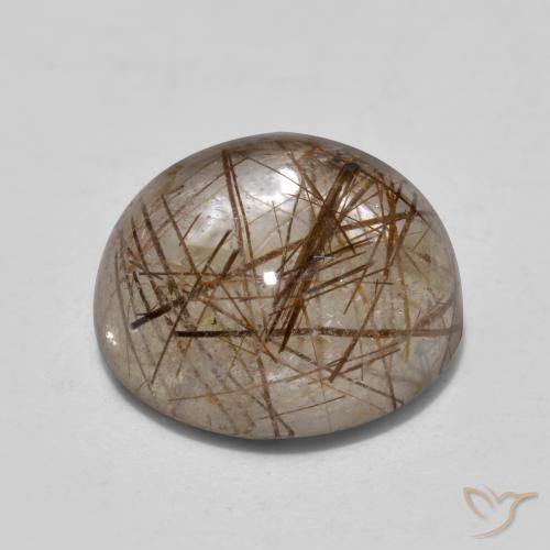 Quartzo Rutilo claro com marrom Natural 4.50ct, Redondo, Transparente
