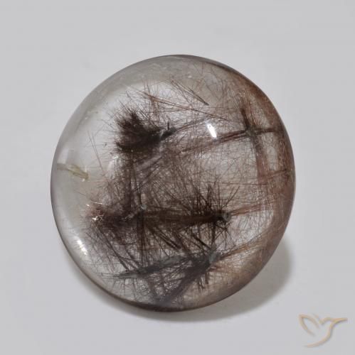 Quartzo Rutilo claro com marrom Natural 5.04ct, Redondo, Translúcido