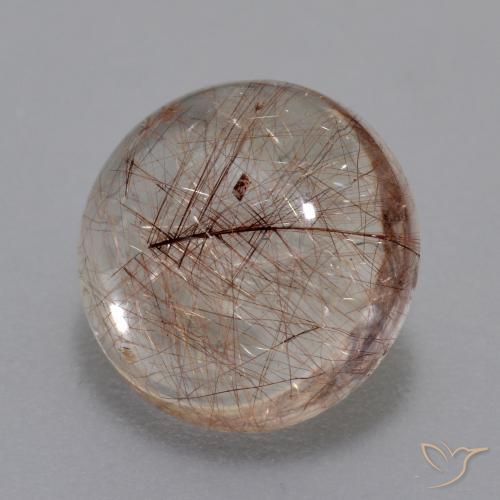 Quartzo Rutilo claro com marrom Natural 4.46ct, Redondo, Transparente