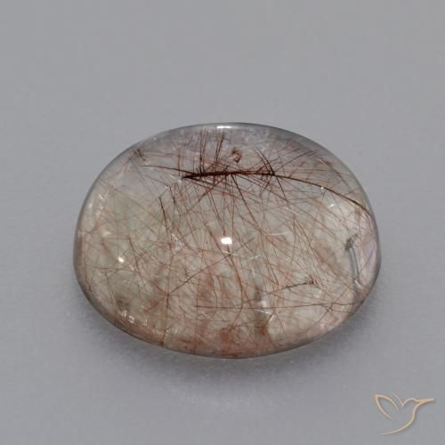 Quartzo Rutilo claro com marrom Natural 4.46ct, Redondo, Transparente