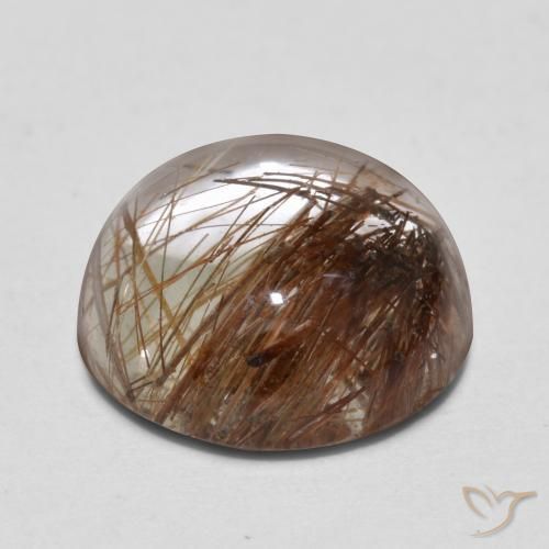 Quartzo Rutilo claro com marrom Natural 5.10ct, Redondo, Transparente