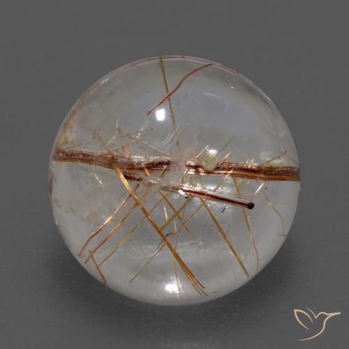 3.69ct Natural claro com marrom Quartzo Rutilo, Redondo, Transparente