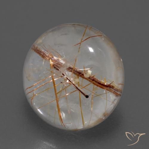 Quartzo Rutilo claro com marrom Natural 3.69ct, Redondo, Transparente