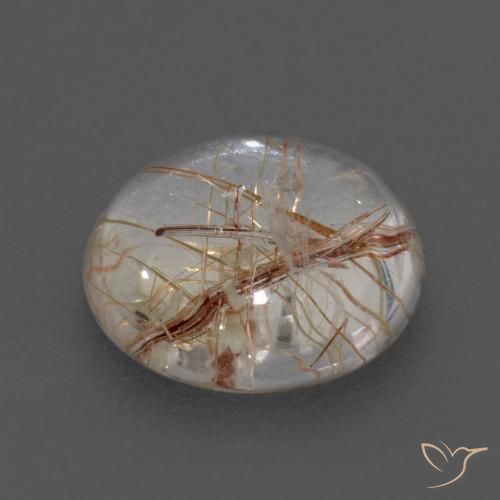 Quartzo Rutilo claro com marrom Natural 3.69ct, Redondo, Transparente
