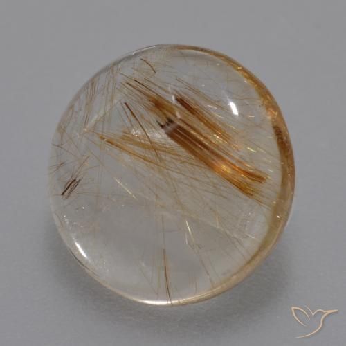 Quartzo Rutilo Castanho Tawny Muito Claro Natural 4.23ct, Redondo, Transparente