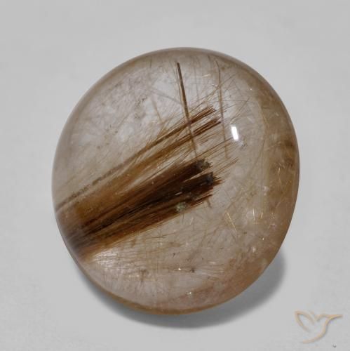 Quartzo Rutilo claro com marrom Natural 8.25ct, Redondo, Transparente