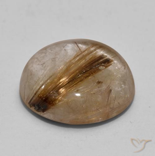 Quartzo Rutilo claro com marrom Natural 8.25ct, Redondo, Transparente