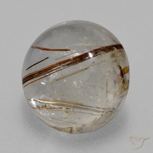 4.76ct Natural claro com marrom Quartzo Rutilo, Redondo, Transparente