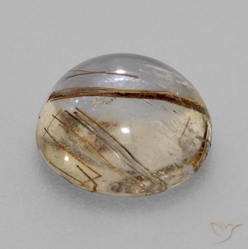 Quartzo Rutilo claro com marrom Natural 4.76ct, Redondo, Transparente