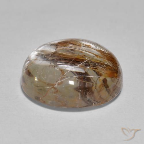 Quartzo Rutilo claro com marrom Natural 5.96ct, Redondo, Transparente