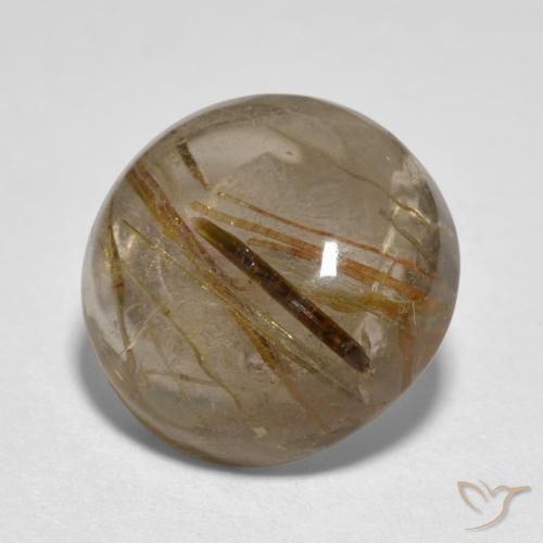 Quartzo Rutilo claro com marrom Natural 5.31ct, Redondo, Transparente