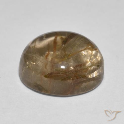 Quartzo Rutilo claro com marrom Natural 5.31ct, Redondo, Transparente