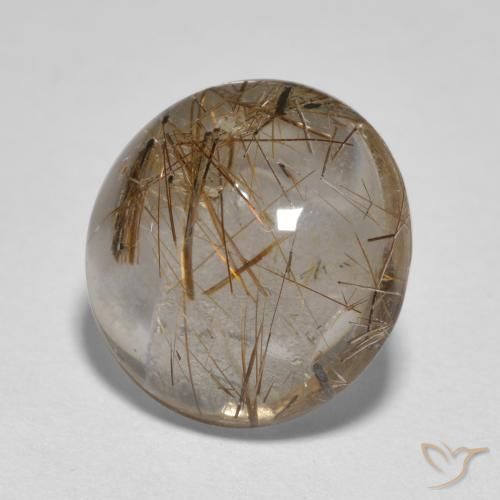 Quartzo Rutilo claro com marrom Natural 3.75ct, Redondo, Transparente