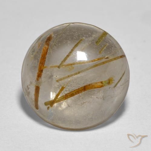 4.96ct Natural Marrom Quente Quartzo Rutilo, Redondo, Transparente