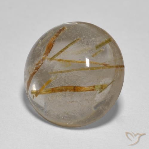 Quartzo Rutilo Marrom Quente Natural 4.96ct, Redondo, Transparente
