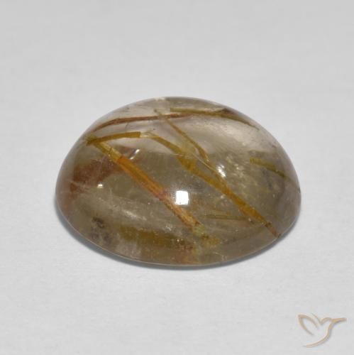 Quartzo Rutilo Marrom Quente Natural 4.96ct, Redondo, Transparente