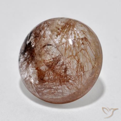 Quartzo Rutilo claro com marrom Natural 5.88ct, Corte Redondo, Translúcido