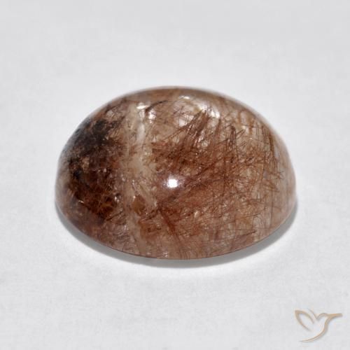 Quartzo Rutilo claro com marrom Natural 5.88ct, Corte Redondo, Translúcido